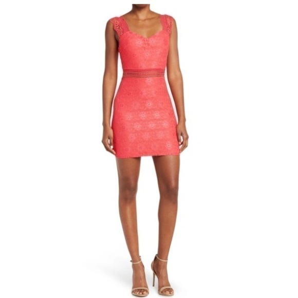 New with Tags NSR Fitted Sweetheart Stretch Dress, Pink - Picture 1 of 6